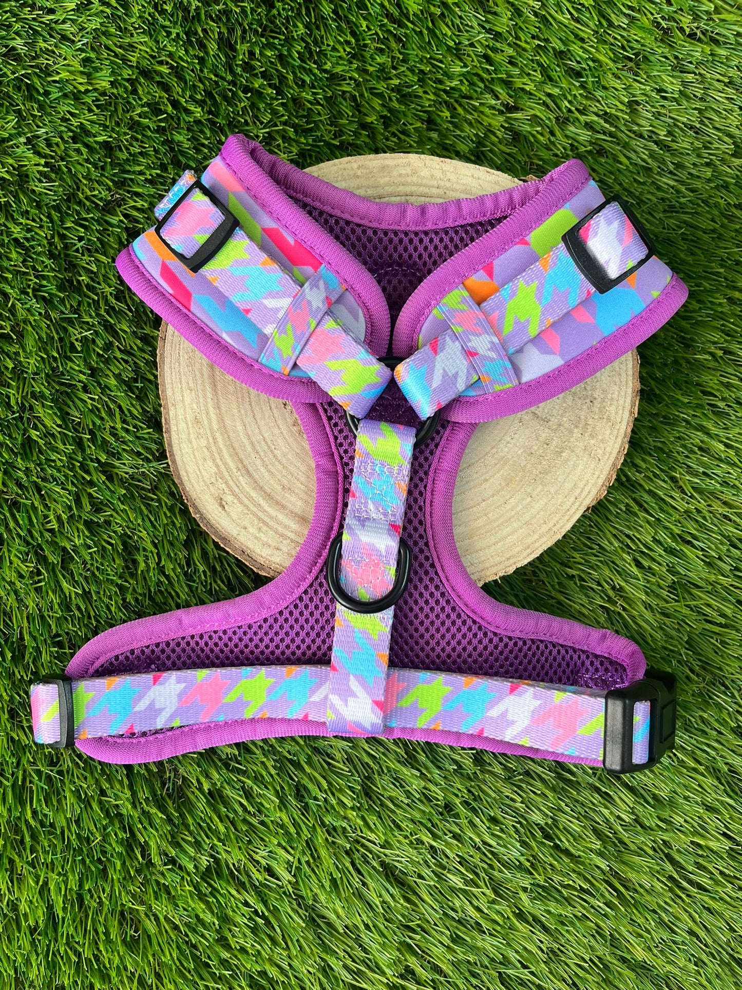 Westwood Dog Co Harness - Bubblegum Houndstooth Print