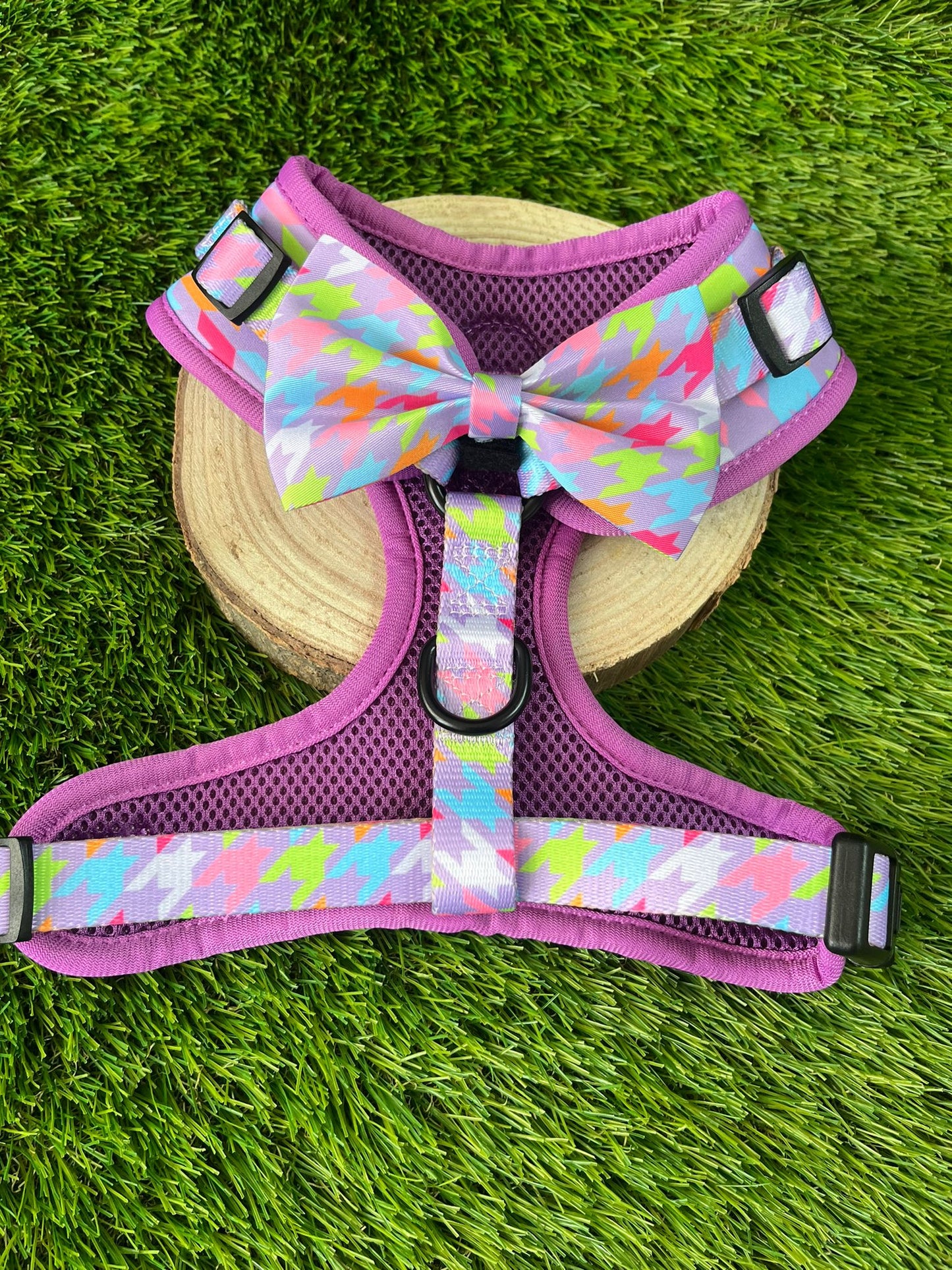 Westwood Dog Co Harness - Bubblegum Houndstooth Print
