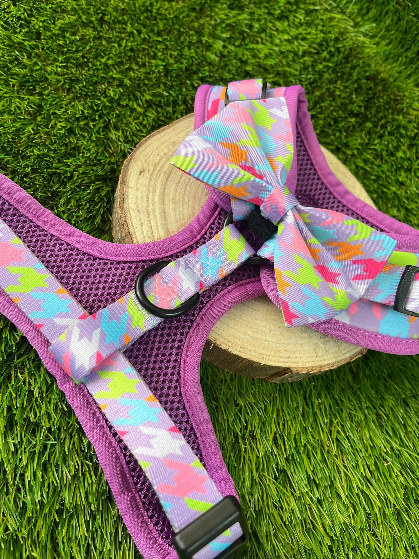 Westwood Dog Co Harness - Bubblegum Houndstooth Print