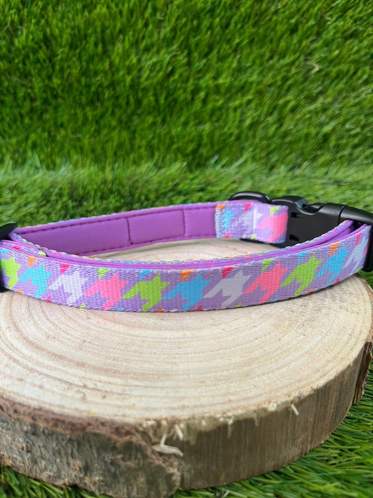 Westwood Dog Co Collar - Bubblegum Houndstooth Print