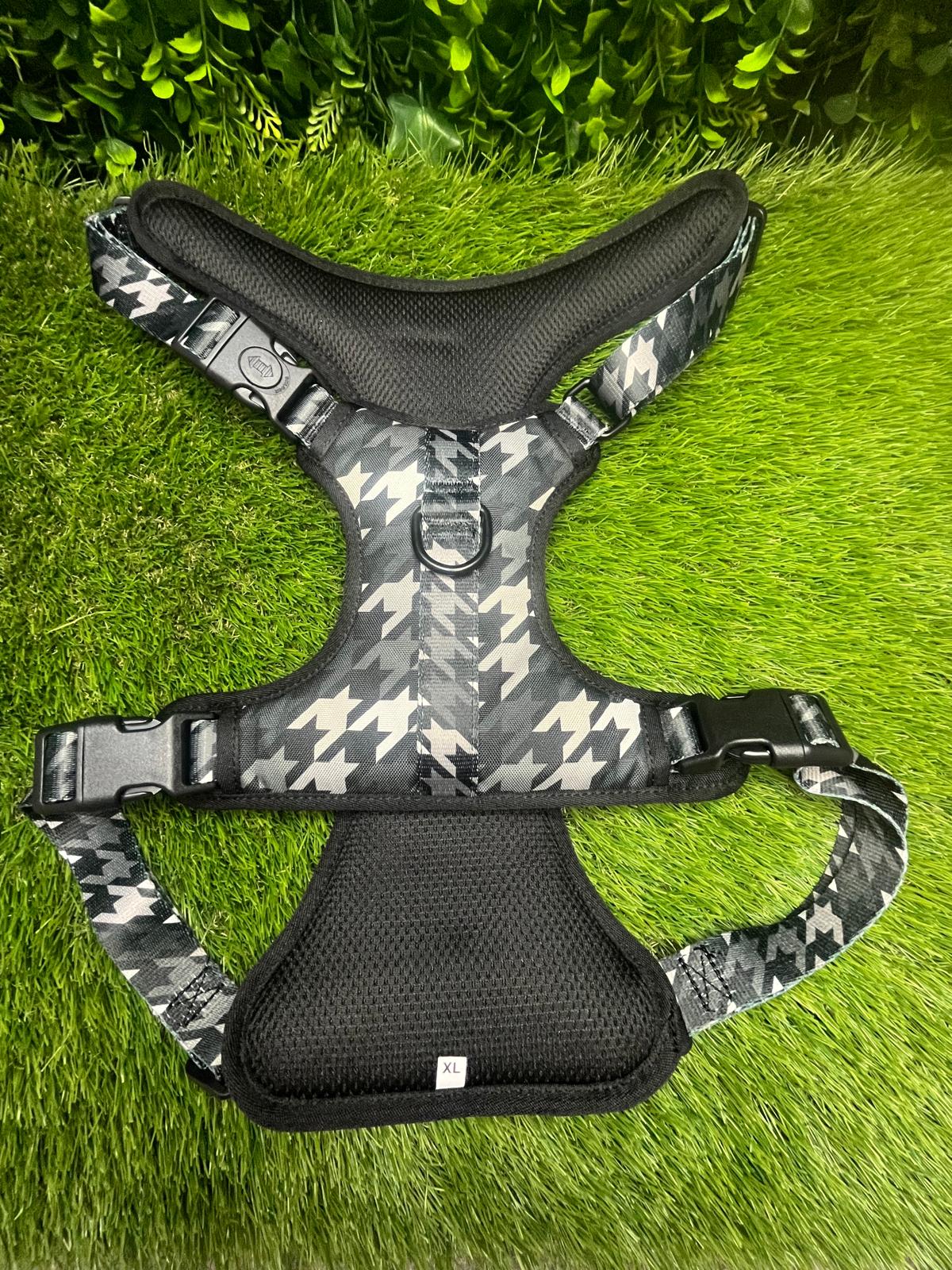 Westwood Dog Co Harness - BIG BREEDS - Monochrome Houndstooth Print