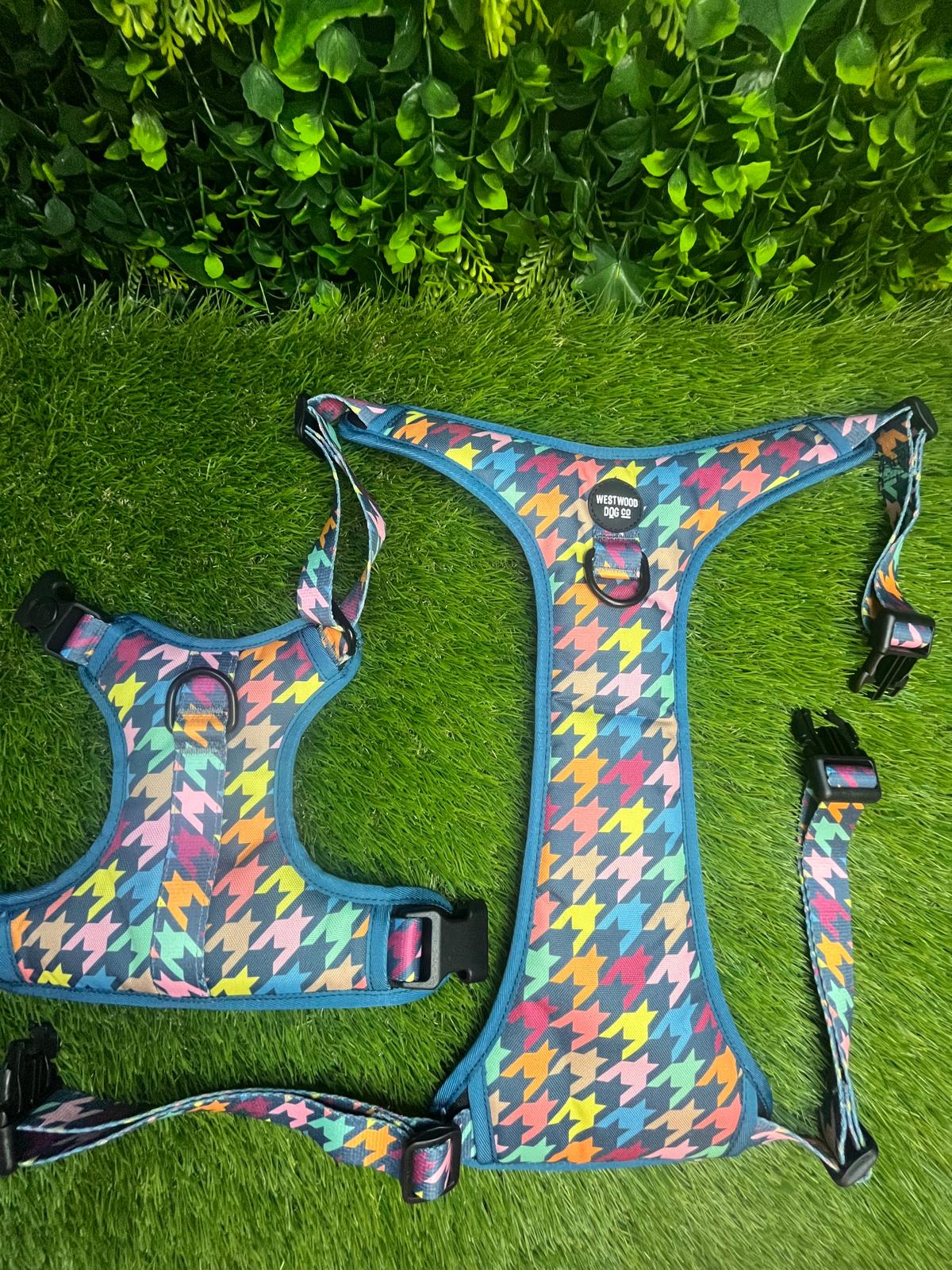Westwood Dog Co Harness - BIG BREEDS - Multi Houndstooth Print
