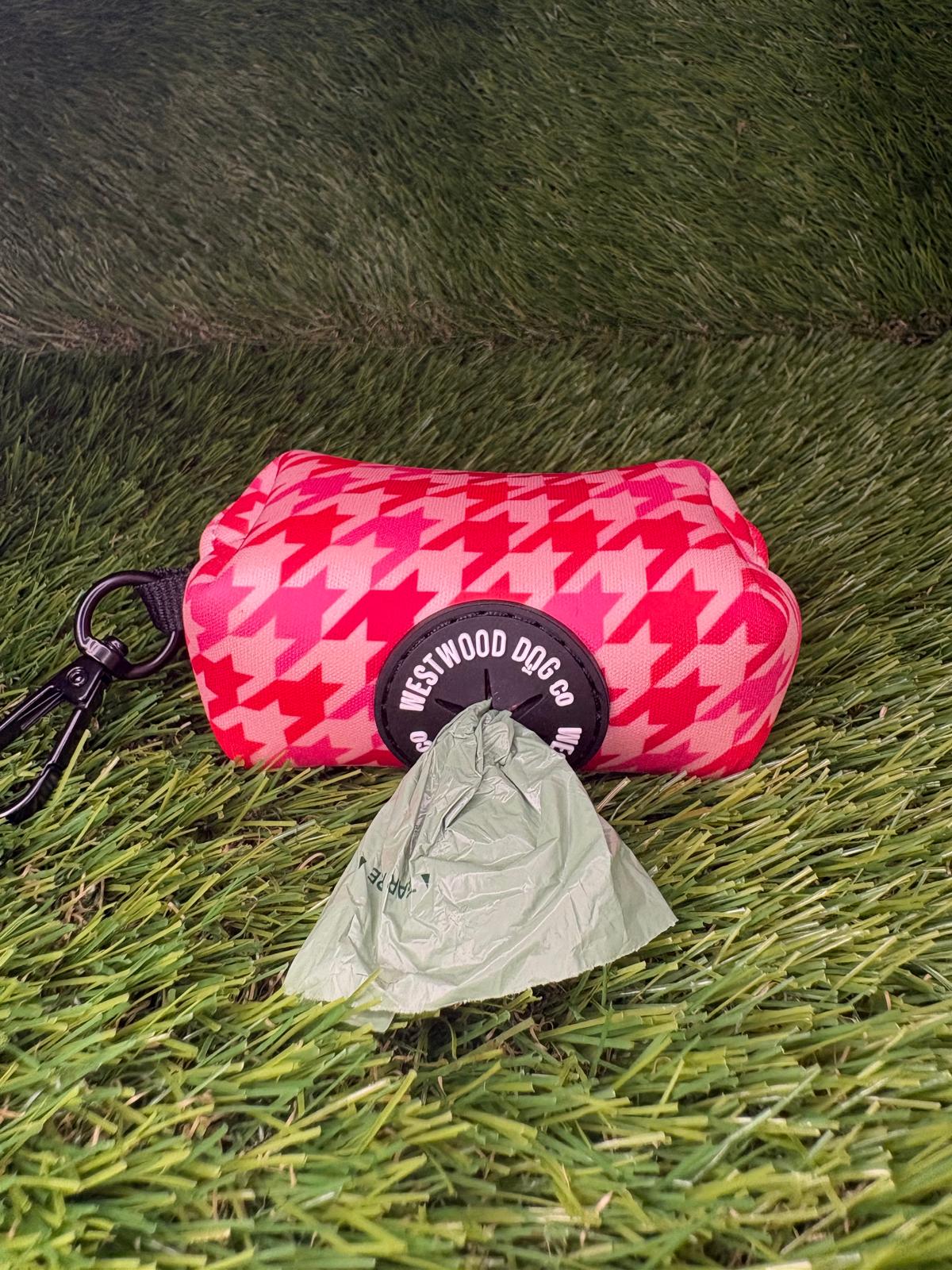 Westwood Dog Co - Strawberry Houndstooth Poo Bag Holder
