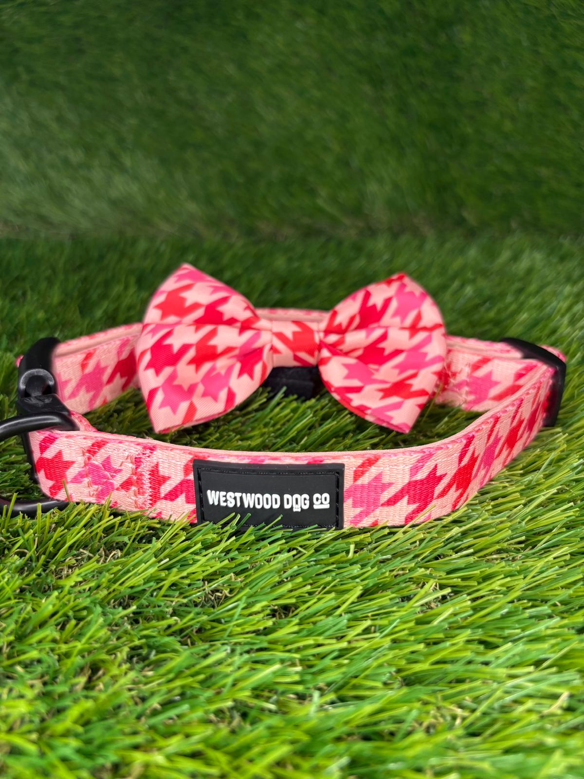 Westwood Dog Co - Strawberry Houndstooth Bow Tie